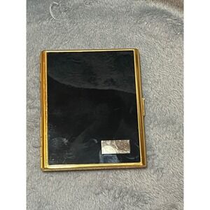 Vintage Japanese Black Enamel Gold Tone Cigarette Case Slim Banning Snickoui